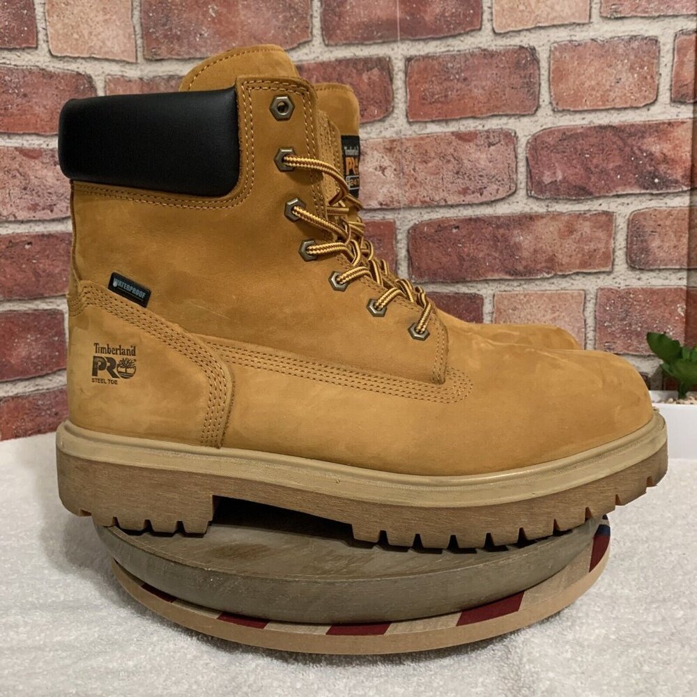 Timberland Pro 65016 Mens sz 12 Steel Toe Leather Waterproof Lace Work Boots